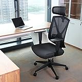 INTEY Bürostuhl Schreibtischstuhl ergonomischer Drehstuhl mit verstellbare Kopfstütze und Armlehnen, Höhenverstellung und Wippfunktion für Soho- oder Büroarbeit, Belastbar bis 150kg - 8