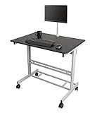 Stand Up Desk Store 100cm Länge Höhenverstellbarer Schreibtisch (Rahmen Silber/Holz schwarz)