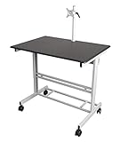 Stand Up Desk Store 100cm Länge Höhenverstellbarer Schreibtisch (Rahmen Silber/Holz schwarz) - 2