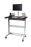 Stand Up Desk Store 100cm Länge Höhenverstellbarer Schreibtisch (Rahmen Silber/Holz schwarz) - 3