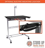 Stand Up Desk Store 100cm Länge Höhenverstellbarer Schreibtisch (Rahmen Silber/Holz schwarz) - 6