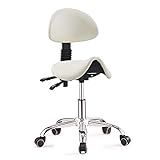 Ergolution Ergonomischer Sattelhocker mit Rückenlehne - Sitzhocker, Arbeitshocker, Bürohocker - Sitzhöhenverstellung - Weiß - 4
