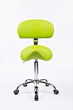 1stuff® Sattelhocker Sattelstuhl MULY BIGBACK - ergonomisches Sitzen bis ca. 74cm - Rollhocker Arzthocker Arbeitshocker Praxishocker Drehhocker (apfelgrün mit Lehne) - 3