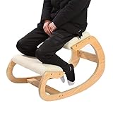 Ergonomischer Kniestuhl für Sitzkorrektur – Kniehocker Sitzhocker für Zuhause Büro Meditation - Holz & Leinen Kissen – Rückenschmerzen Nackenschmerzen Lindern & Körperhaltung Verbessern (weiße Eiche)