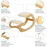 Ergonomischer Kniestuhl für Sitzkorrektur – Kniehocker Sitzhocker für Zuhause Büro Meditation - Holz & Leinen Kissen – Rückenschmerzen Nackenschmerzen Lindern & Körperhaltung Verbessern (weiße Eiche) - 6