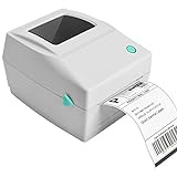 Desktop Etikettendrucker Thermodrucker Label Printer USB-Direkt Etikettiermaschinen kompatibel mit 4 x 6 Versandetiketten, Ebay, Etsy, Shopify, Amazon Barcode (Weiß)
