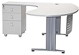 furni24 Schreibtisch Chefschreibtisch Schreibtisch Winkeltisch Gela grau Links gewinkelt inkl. Beistellcontainer mit 3 Schubladen