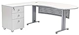 furni24 Schreibtisch Chefschreibtisch Schreibtisch Winkeltisch Gela grau Links gewinkelt inkl. Beistellcontainer mit 3 Schubladen - 2