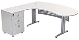 furni24 Schreibtisch Chefschreibtisch Schreibtisch Winkeltisch Gela grau Links gewinkelt inkl. Beistellcontainer mit 3 Schubladen - 3