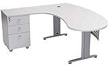 furni24 Schreibtisch Chefschreibtisch Schreibtisch Winkeltisch Gela grau Links gewinkelt inkl. Beistellcontainer mit 3 Schubladen - 4