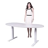 Dila GmbH Schreibtisch Höhenverstellbar Elektrisch Ergonomisch Arbeitstisch | Breite: 180cm | Nierenform, Gestell Weiß | Profi-Qualität (Anthrazit) - 5