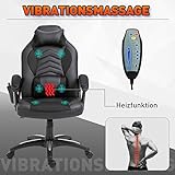 HOMCOM Bürostuhl Massagesessel Gaming Stuhl Wärmefunktion 6 Vibrationspunkte PU Rot 68 x 69 x 108-117cm - 5