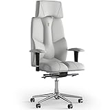 KULIK SYSTEM Business – Chefsessel mit patentierter, ergonomischer Rückenstütze und Sitzkissen | ergonomischer Bürostuhl | Computerstuhl für Zuhause – PU-Leder (weiß)