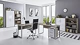 Büro Möbel Arbeitszimmer komplett Set Office Edition (Set 1) in Eiche Sonoma/Weiß - abschließbar und Metallgriffe - Made in Germany