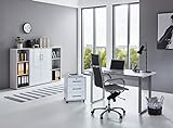 BMG-Moebel.de Büromöbel komplett Set Arbeitszimmer Office Edition Mini in Lichtgrau/Weiß Hochglanz (Set 2)