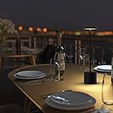 Tischlampe Kabellos, Eingebaut 3200 mAh Batterie mit 2 Beleuchtungsmodi Dimmbar Tischlampe Akku, Aluminium LED Tischleuchte, für Restaurant, Terrasse, Indoor & Outdoor (schwarz) - 4