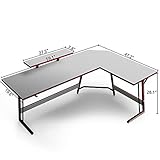 DESINO Eckschreibtisch Gaming 150 x 120 cm, Ergonomic Gamer Schreibtisch l Form, Groß Pc Ecktisch Computertisch Mit Monitorständer, Stabil Metall-Beine Eck Tisch, Weiß - 7