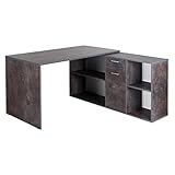 RICOO Schreibtisch 137 x 136 x 75 cm Betonoptik Grau – Bürotisch Eckschreibtisch WM081-BG - 4