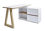 Amazon Marke - Movian Stanberg - Schreibtisch mit zwei Schubladen, 140 x 110 x 76 cm, Kerneiche/Weiß-Effekt - 2