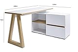 Amazon Marke - Movian Stanberg - Schreibtisch mit zwei Schubladen, 140 x 110 x 76 cm, Kerneiche/Weiß-Effekt - 12