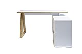 Amazon Marke - Movian Stanberg - Schreibtisch mit zwei Schubladen, 140 x 110 x 76 cm, Kerneiche/Weiß-Effekt - 13