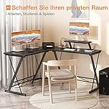 Casaottima Schreibtisch, Eckschreibtisch, L-förmiger Computertisch, Bürotisch mit Abnehmbarer Monitorablage, Winkelschreibtisch for Arbeitszimmer, Gaming, Home-Office, Schwarz 129x129x46 - 3