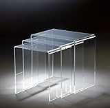 HOWE-Deko Hochwertiger Acryl-Glas Dreisatztisch, klar, 44 x 29,5 cm, H 42,5 cm und 39 x 29,5 cm, H 40,5 cm und 34 x 29,5 cm, H 38,5 cm, Acryl-Glas-Stärke 8 mm