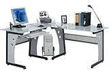 YELLOO Mod. Office Eck-Schreib Tisch Glas Büro Table Bureau PC Ordinateur