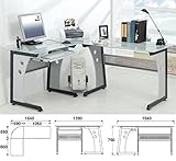 YELLOO Mod. Office Eck-Schreib Tisch Glas Büro Table Bureau PC Ordinateur - 4