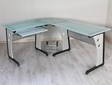 YELLOO Mod. Office Eck-Schreib Tisch Glas Büro Table Bureau PC Ordinateur - 9