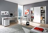 Stella Trading Office Line Büromöbel Komplettset in Weiß-Möbel Set 3-teilig bestehend aus Eckschreibtisch, Rollcontainer und Regalwand, Holzwerkstoff