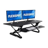 FLEXISPOT Sitz Steh Schreibtisch Stehpult Höhenverstellbarer Schreibtisch Schreibtischaufsatz (Breite: 119 cm | Farbe: Schwarz)