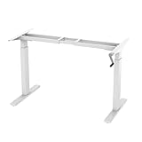 FLEXISPOT H2 höhenverstellbarer Schreibtisch mit Kurbel, Kurbelverstellbares Tischgestell，Weiß, Legierter Stahl