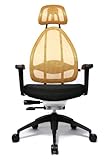 Topstar Open Art 2010 ergonomischer Bürostuhl, Schreibtischstuhl, inkl. höhenverstellbare Armlehnen, Rückenlehne und Kopfstütze, Stoff schwarz / gelb - 2