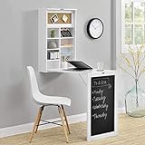 [en.casa] Klappschreibtisch Schreibtisch zum Ausklappen Wandklapptisch mit Tafel und Pinnwand Weiß - 6