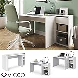 Vicco Schreibtisch Ben Computertisch ausziehbar Arbeitstisch Bürotisch (Weiß) - 2