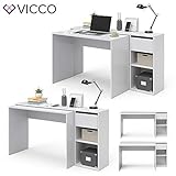 Vicco Schreibtisch Ben Computertisch ausziehbar Arbeitstisch Bürotisch (Weiß) - 7