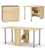 Rodnik Klappbarer Tisch- Esstisch 174 x 80 x75 cm - Klapptisch - Funktionstisch - Bürotisch - Holzoptik-Sonoma Eiche-mit Metallbeinen