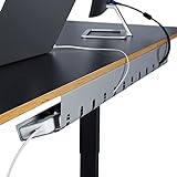 PAMO Kabelkanal Schreibtisch zur einfachen Montage untertisch I inkl. 10x Klett Kabelbinder und Kabel-Clips I Schreibtisch Organizer für Büro/Home Office Tisch durchdachter Kabelhalter