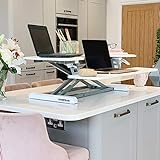 FLEXISPOT Höhenverstellbar Schreibtischaufsatz Büro Sitz Steh Computertisch 88 * 42 cm Stehpult mit Tastaturablage, Geeignet für Zwei Monitore, Weiß - 4