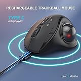 seenda Bluetooth Trackball Maus - Wiederaufladbare Ergonomische Maus, Einfache Steuerung mit dem Daumen, flüssige Bewegungen, für Windows, PC & Mac, 3 Geräteverbindung (Bluetooth & USB) - 5
