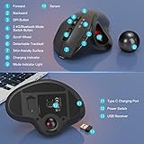 seenda Bluetooth Trackball Maus - Wiederaufladbare Ergonomische Maus, Einfache Steuerung mit dem Daumen, flüssige Bewegungen, für Windows, PC & Mac, 3 Geräteverbindung (Bluetooth & USB) - 7