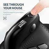 DeLUX Seeker Ergonomische Maus Kabellos, Vertikale Maus mit OLED-Bildschirm und Daumenrad, bis zu 4 Geräte anschließen, 7200DPI, Programmierbare, Wiederaufladbare, Stummes Klicken (M618XSD-Schwarz) - 2