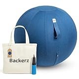 Backerz® Sitzball - Ergonomische Sitzmöbel für Büro und Heimbüro - Langlebiger Stoff, Gymnastikball - Fitness-Ball, Ballstuhl mit Ballauflage - Waschbarer Leinenbezug (65 cm, Dark Blue)