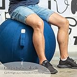 Backerz® Sitzball - Ergonomische Sitzmöbel für Büro und Heimbüro - Langlebiger Stoff, Gymnastikball - Fitness-Ball, Ballstuhl mit Ballauflage - Waschbarer Leinenbezug (65 cm, Dark Blue) - 2