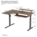 EUREKA ERGONOMIC Höhenverstellbarer Schreibtisch 155x110 cm Großer Eckschreibtisch Höhenverstellbar Schreibtisch Höhenverstellbar Elektrisch Gaming Tisch L Form mit Tastaturablage, LED Monitorständer - 3