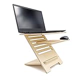 INEXTERIOR Schreibtischaufsatz für Notebook - Laptopständer aus Holz - Höhenverstellbare Laptophalterung - Made in Germany - Laptoperhöhung Laptopauflage (Natur) - 5