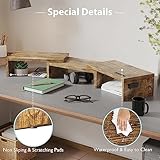 BONTEC Dual Monitor Stand Riser, Desktop Monitorständer mit Smartphone-Halter, Verstellbare Länge und Schwenkwinkel Holz Desktop Organizer Monitor Ständer für PC Monitor Laptop Drucker, Vintage-Braun - 6