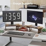 BONTEC Dual Monitor Stand Riser, Desktop Monitorständer mit Smartphone-Halter, Verstellbare Länge und Schwenkwinkel Holz Desktop Organizer Monitor Ständer für PC Monitor Laptop Drucker, Vintage-Braun - 7