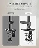 ErgoUnion Monitor Halterung 2 Monitore, Dual Monitor Arm für 13-40 Zoll Flach & Curved Bildschirme, Einstellbar Monitor Halterung übereinander, VESA 75 & 100 mm Monitor Halterung Tisch - Schwarz - 6